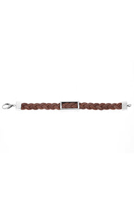King Baby Braided Leather Bracelet with Silver Indian Motorcycle Script Logo