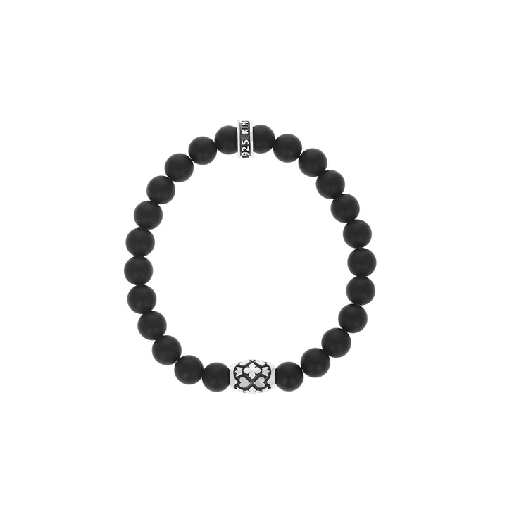 Onyx Beaded Bracelet With Motif Barrel Bead