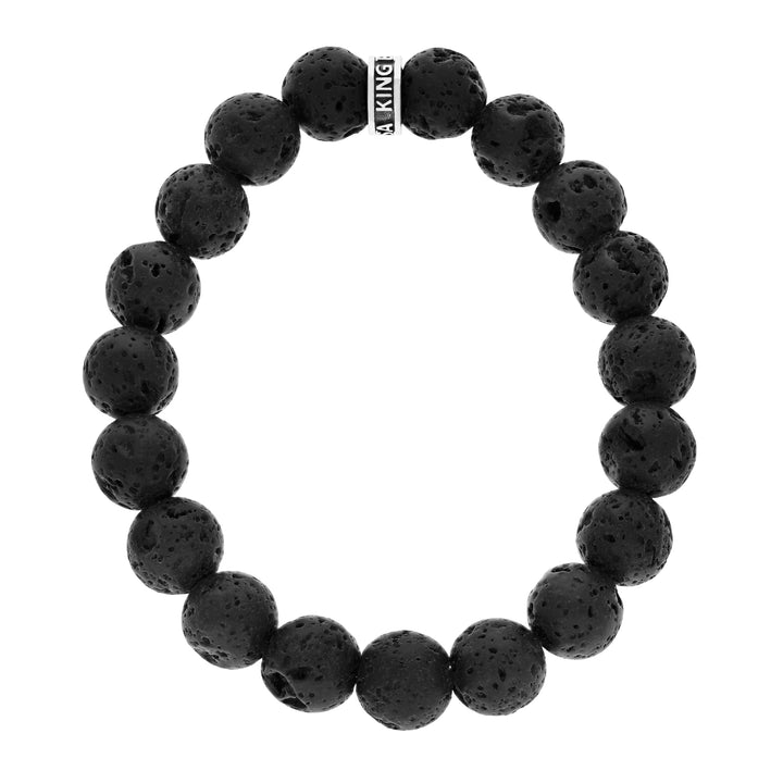 12mm Lava Rock Bead Bracelet w/ Logo Ring