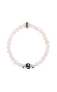 king baby womens rose quartz bracelet with silver rose bead