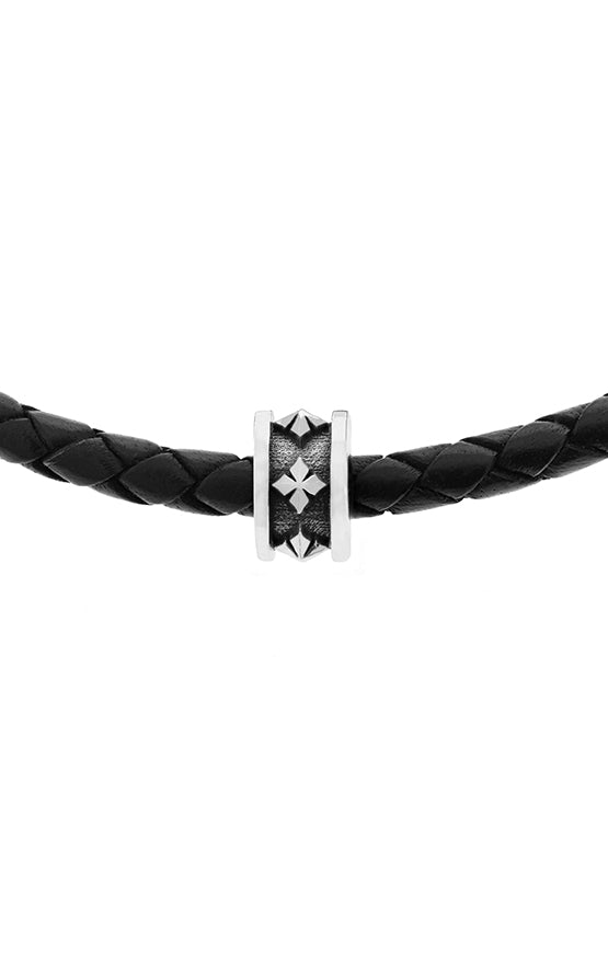 Leather Wrap Bracelet w/ Micro Stackable MB Cross Rings