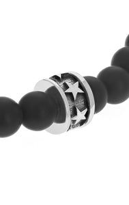 6mm Onyx Beaded Bracelet w/ Micro Stackable Star Ring