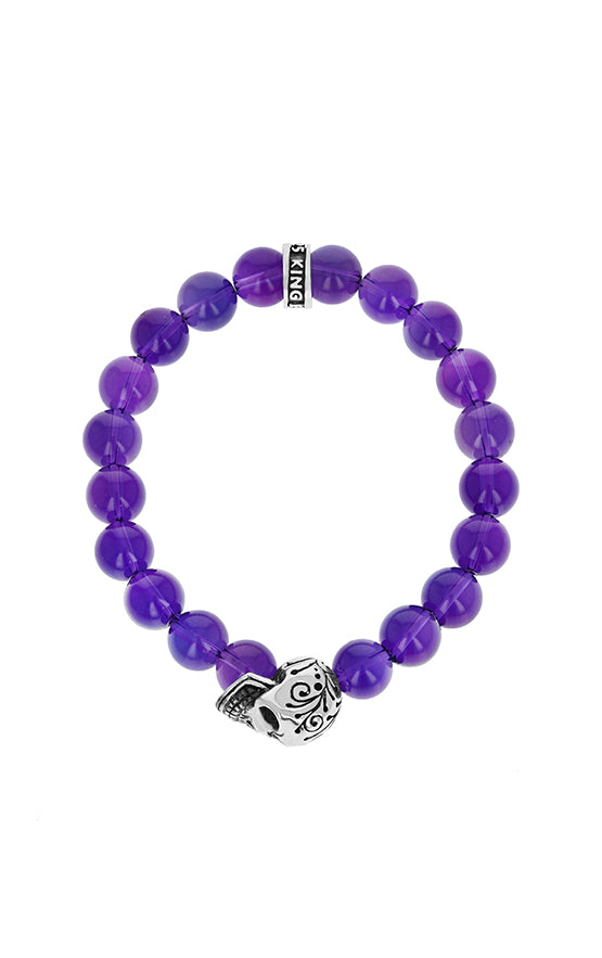 king baby amethyst bracelet with day of the dead skull