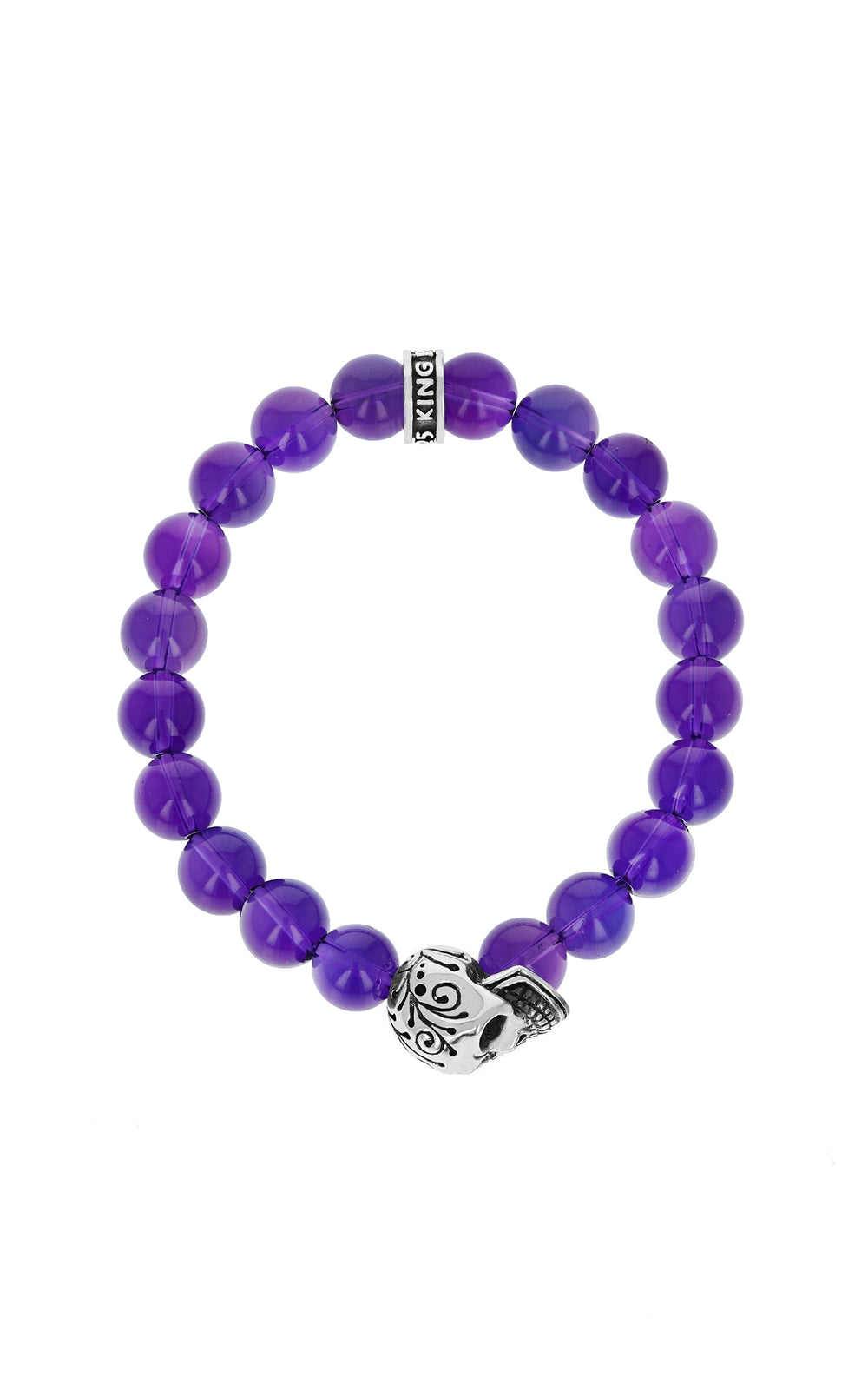 king baby amethyst bracelet with day of the dead skull