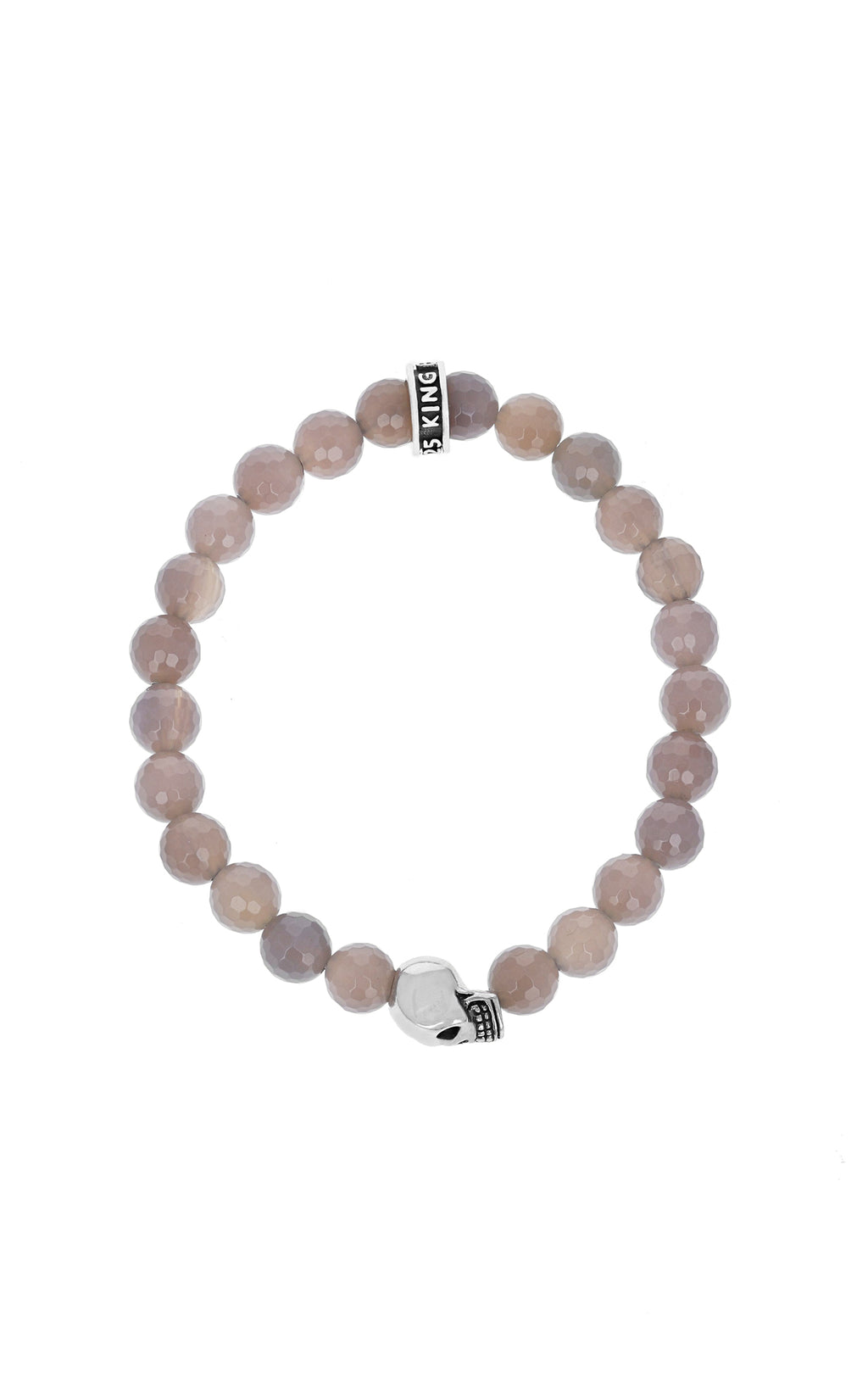 king baby grey agate and silver skull bracelet