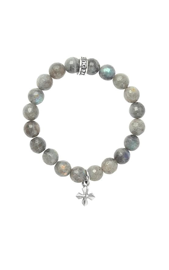 10mm Labradorite Bracelet with Small MB Cross