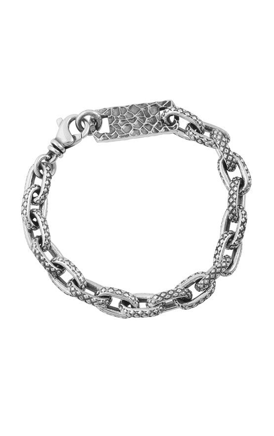 king baby oval link crosshatch bracelet