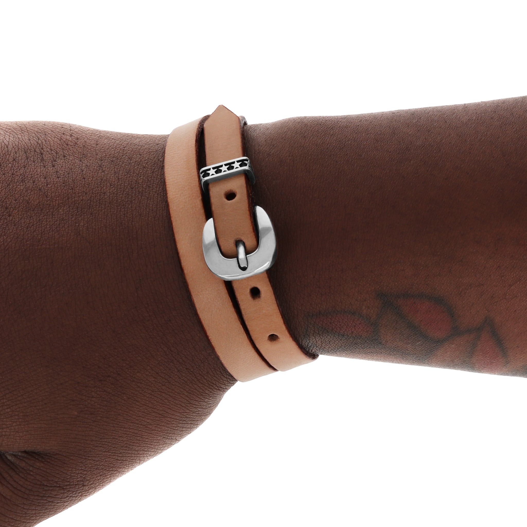 Brown Double Wrap Leather Bracelet w/ Buckle and Stars – King Baby