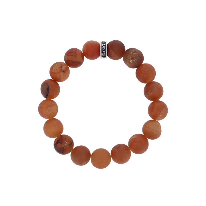 10mm Peach Druzy Agate Bracelet w/Logo Ring