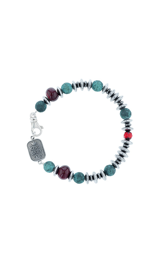 Ceramic, Czech Glass, and Hematite Bead Bracelet