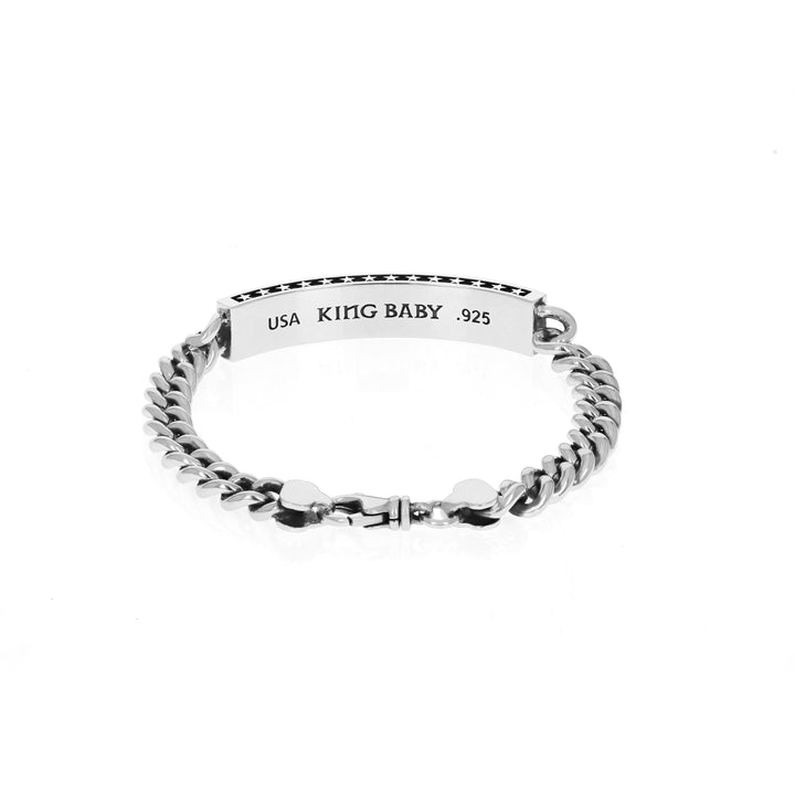 Personalized Silver ID Bracelet W/ Stars