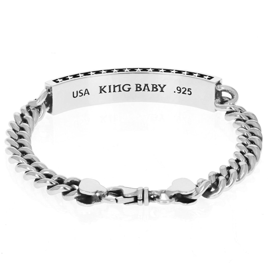 Silver ID Bracelet W/ Stars