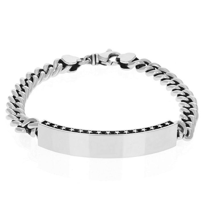 Silver ID Bracelet W/ Stars