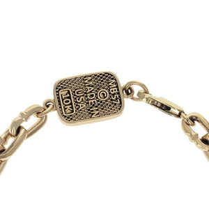 Close up product shot of 10K Yellow Gold Boat Link Bracelet with Hook Clasp