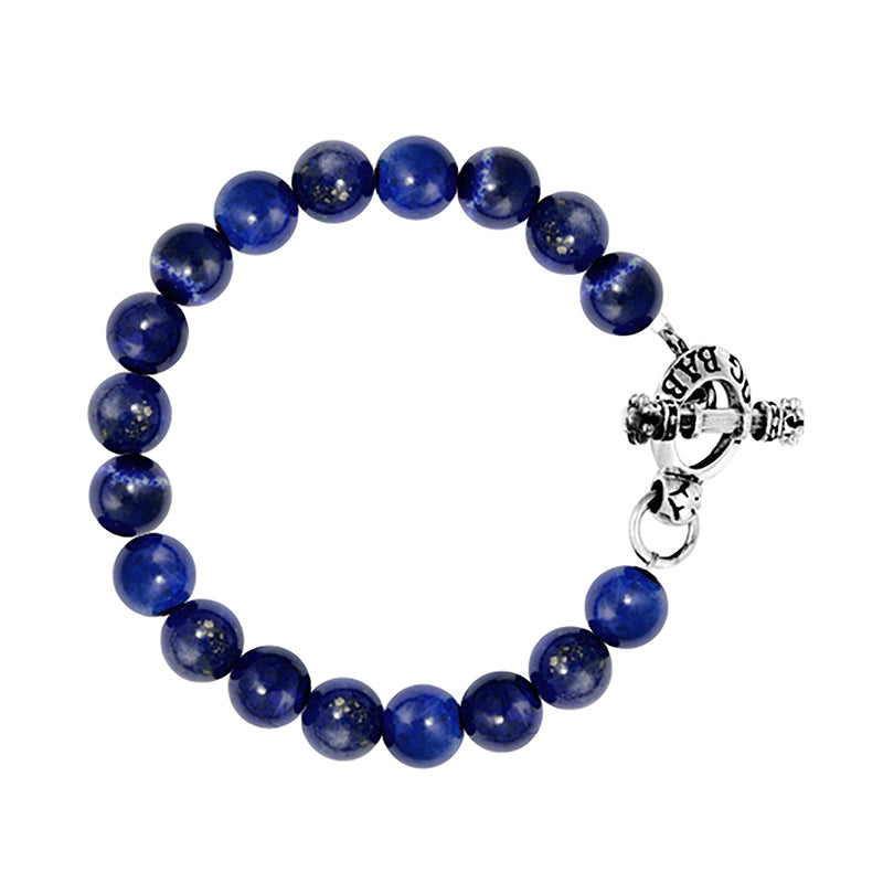 10mm Lapis Bracelet with Silver Toggle Clasp