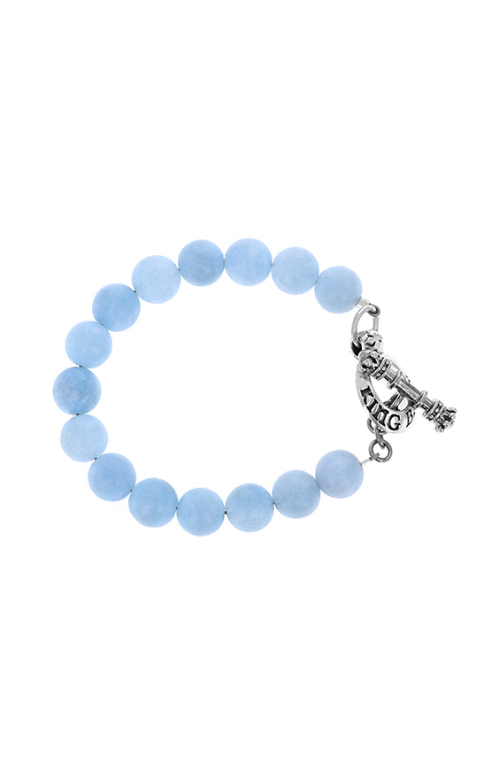 Alternate angle of 10mm Light Blue Aquamarine Bracelet w/ T-Bar & Toggle