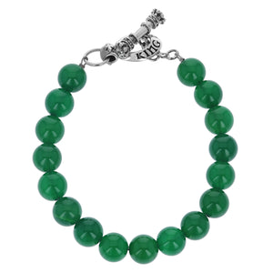 10mm Green Agate Bracelet w/ Silver Toggle Clasp