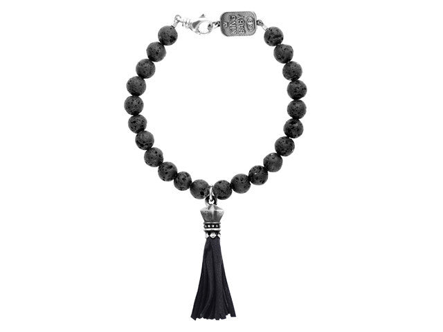 8mm Lava Rock Bead Bracelet with Star Tassel