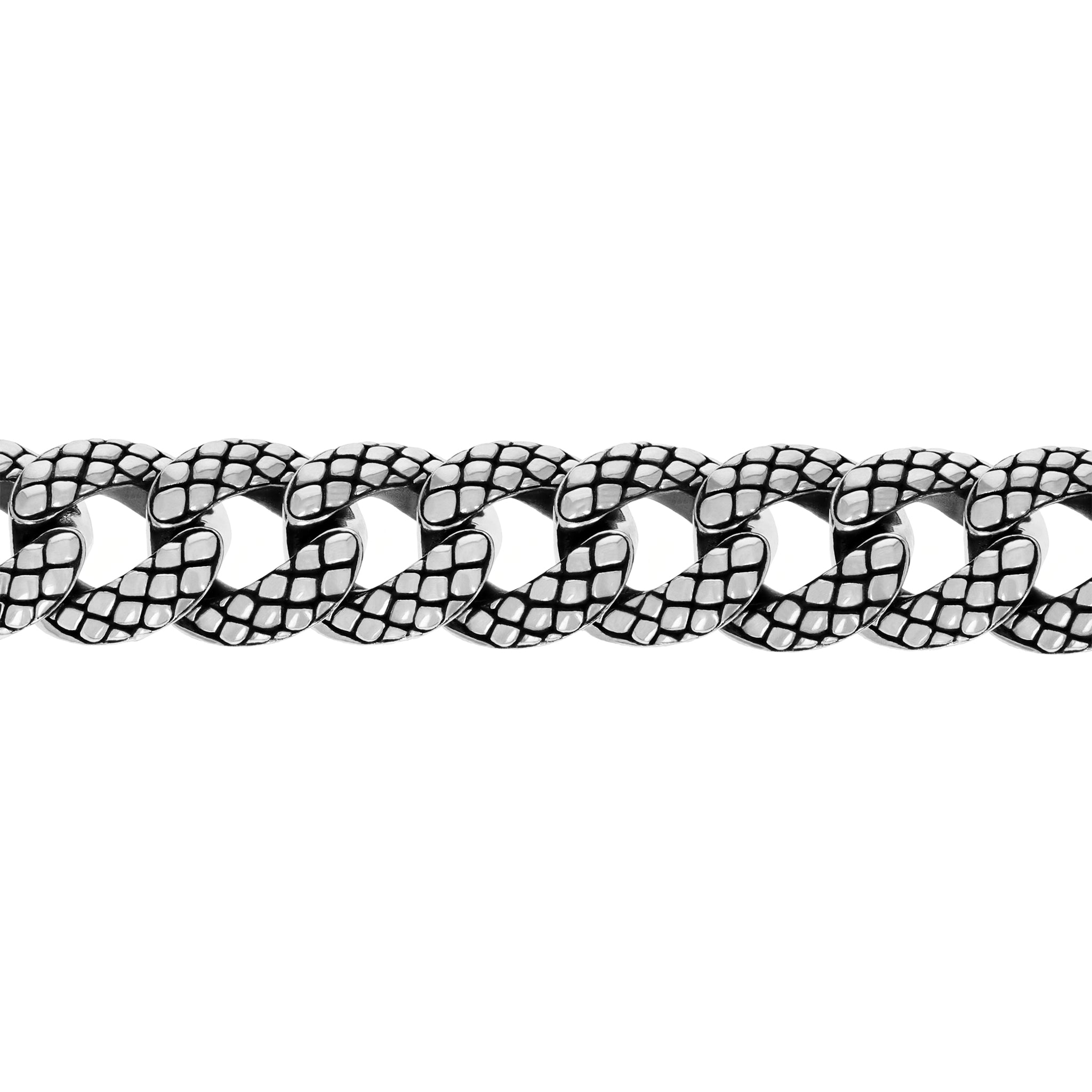 Close up of Product shot of Silver Snake Link Textured Bracelet