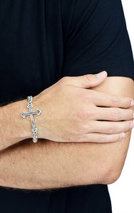 Traditional Cross w/Curb Link Bracelet