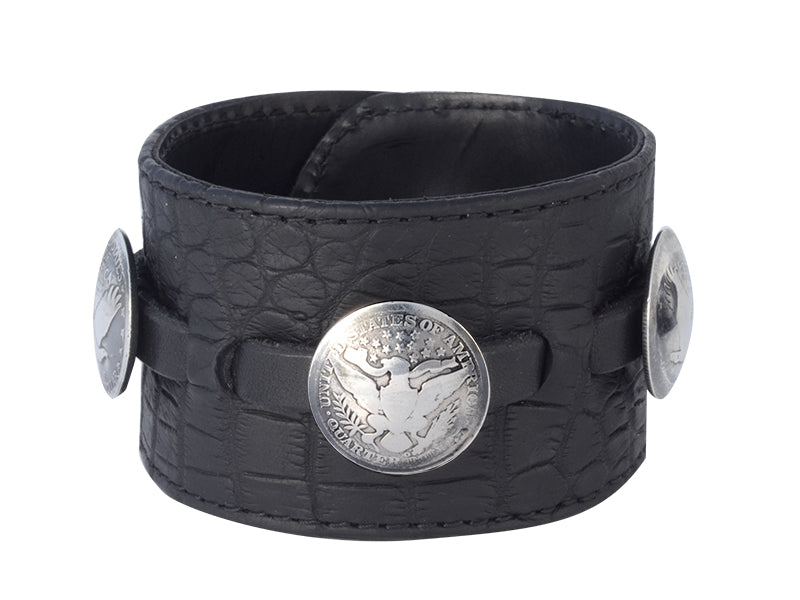 Leather Cuff with 3 Quarter Dollar Coins
