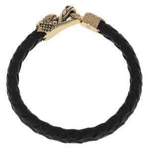 Leather Bracelet with Small 10K Gold Dragon Clasp