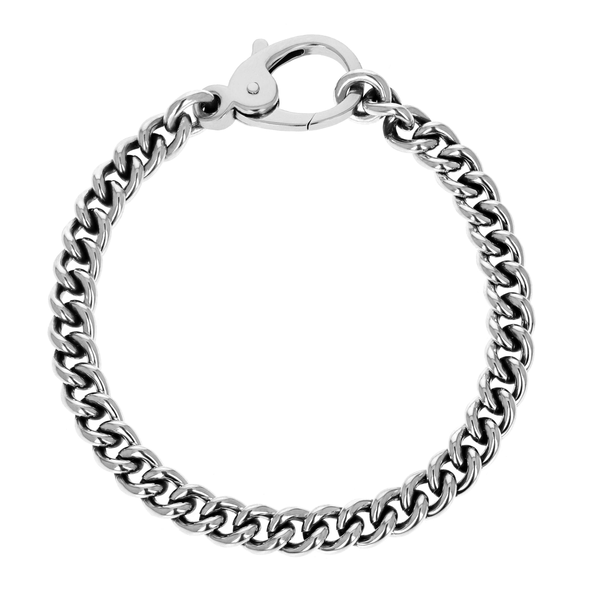 Product shot of 2mm Curb Link Chain Bracelet with Large Lobster Clasp