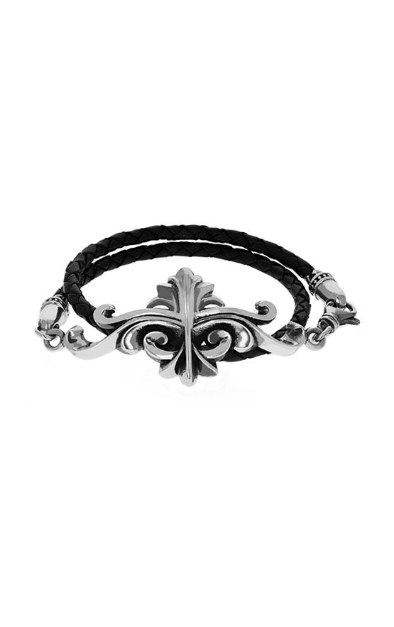 leather king baby bracelet with sterling silver