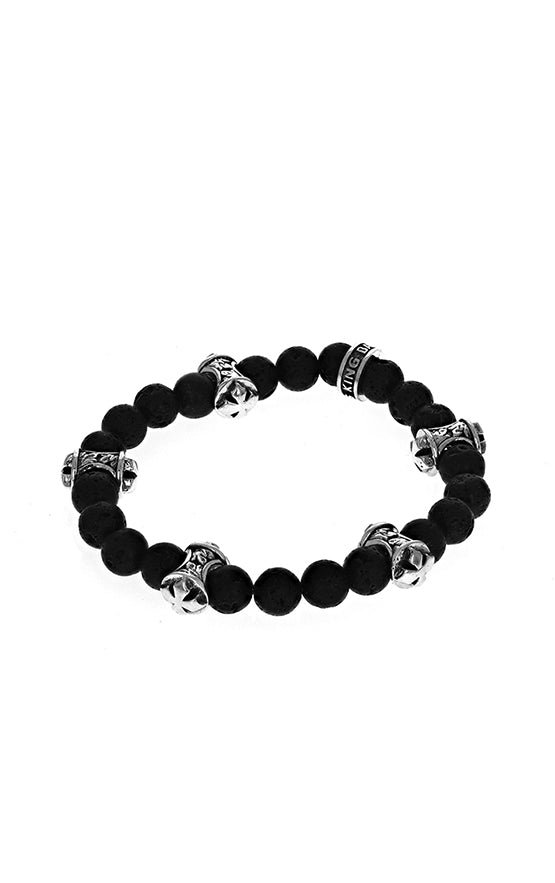 lava rock king baby bracelet with sterling silver