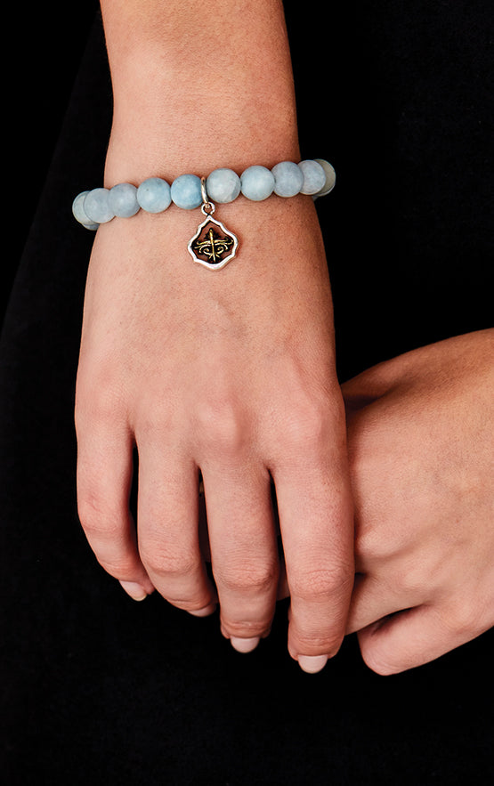 aquamarine king baby bracelet with sterling silver