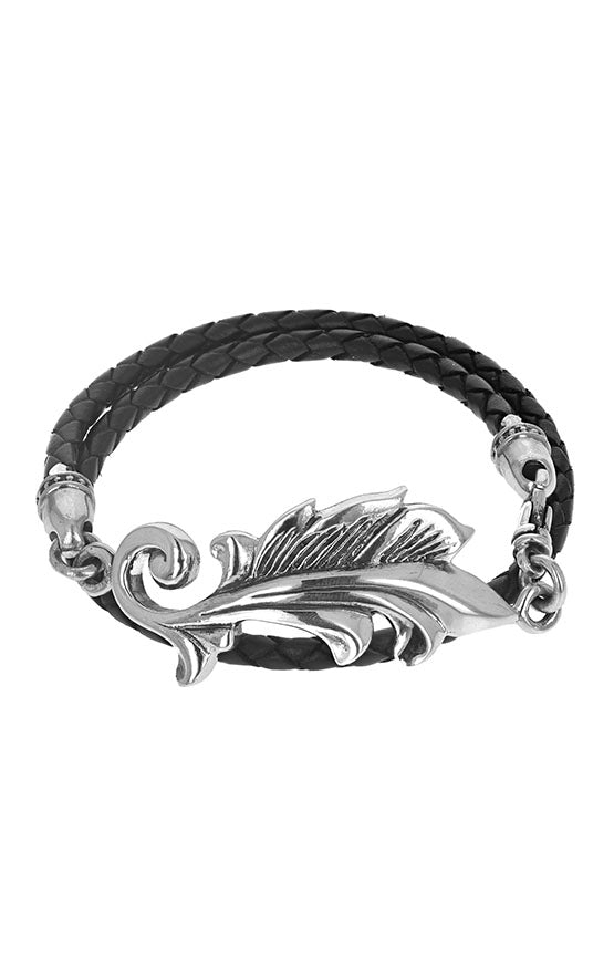 leather king baby bracelet with sterling silver