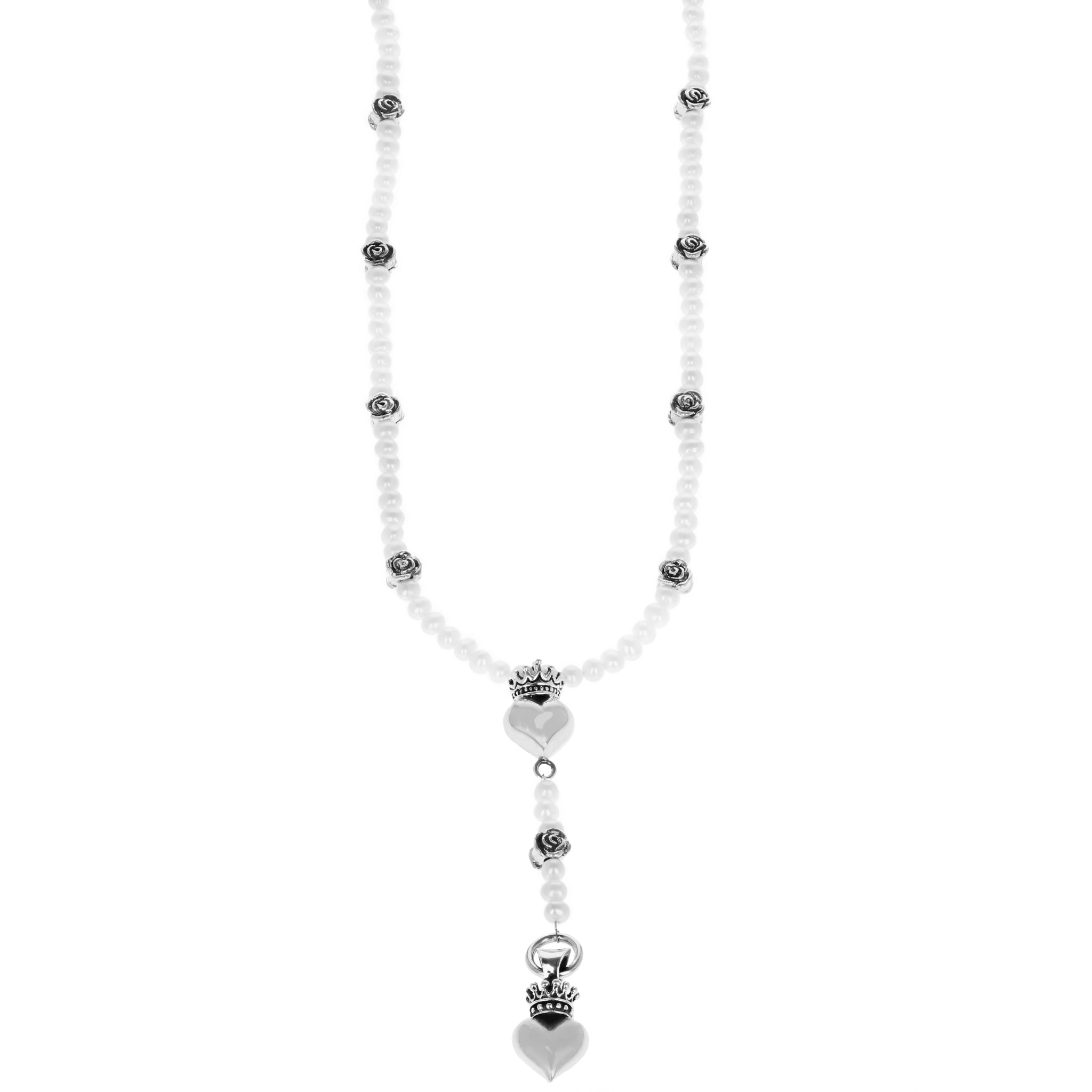 Rosary necklace in silver and pearls – B.A.T. ASSISI STORE