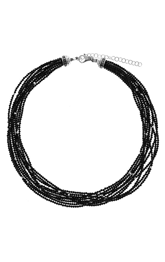 king baby womens ten strand black agate necklace with silver beads