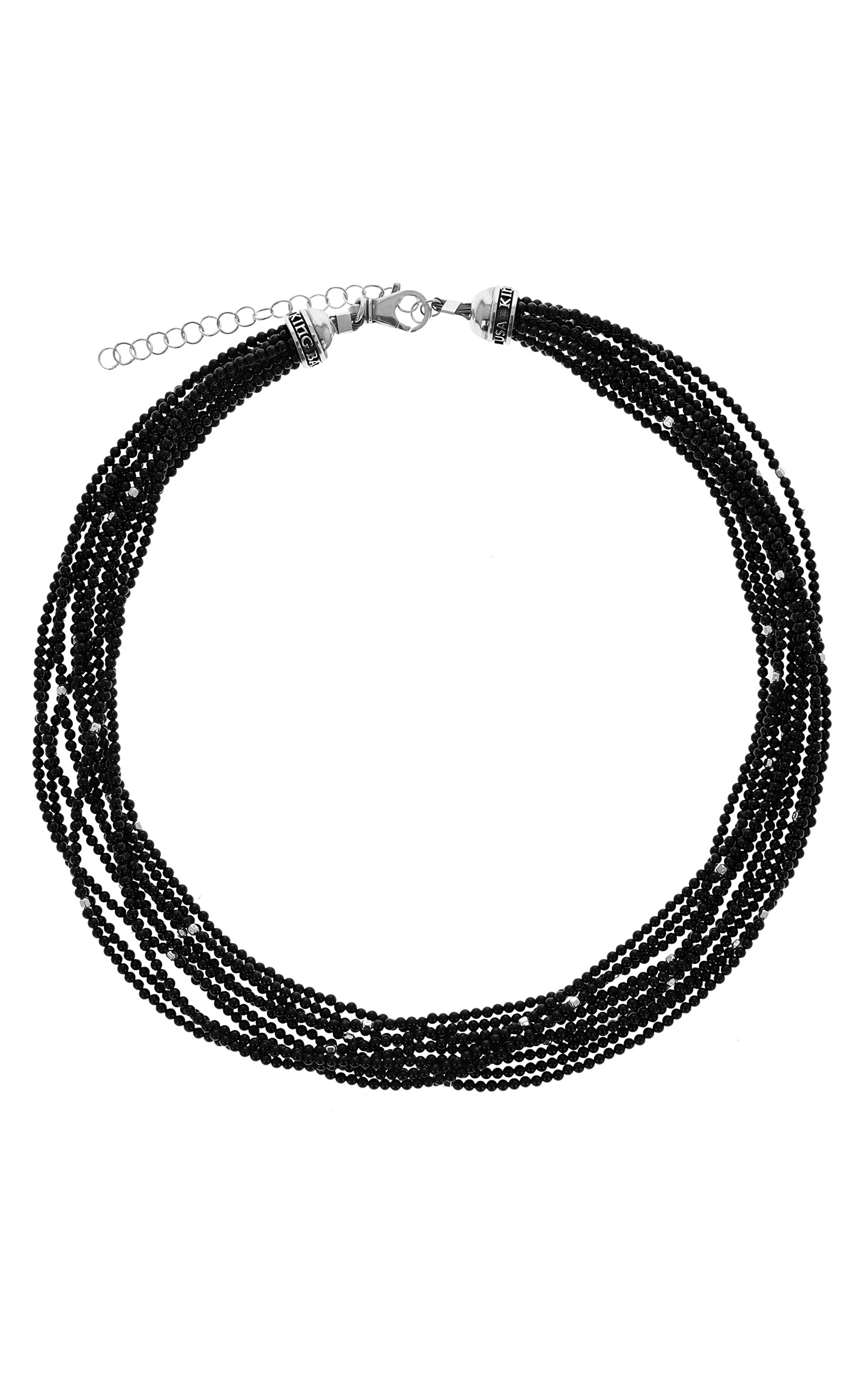 king baby womens ten strand black agate necklace with silver beads