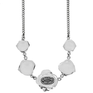 Curblink Chain Necklace with Five Silver Roses