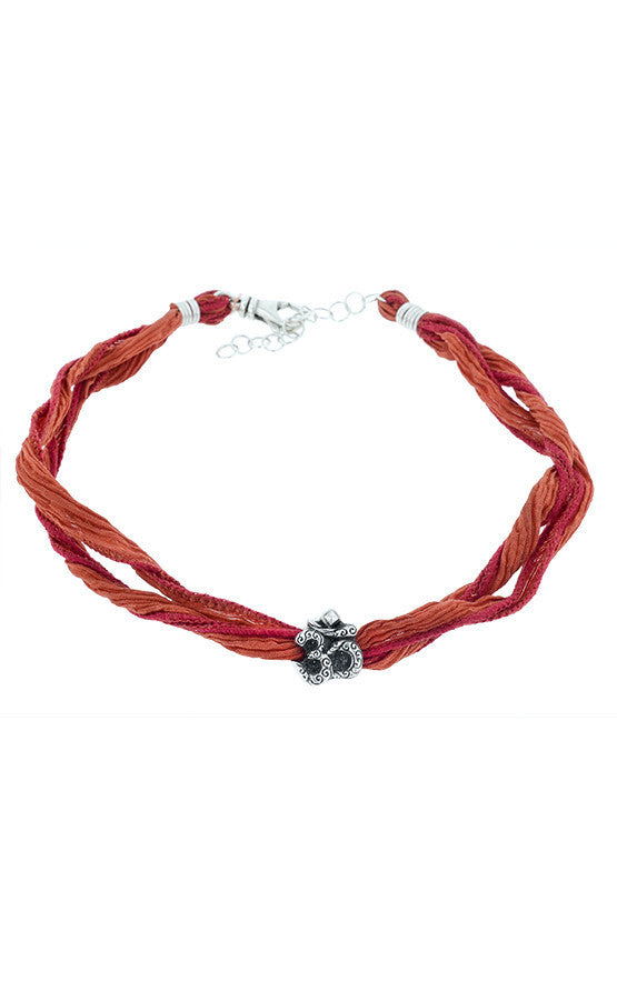 Burned Orange Silk Choker with Om Symbol