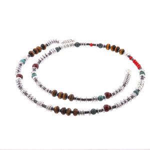Ceramic, Tiger eye, and Crystal Bead Necklace