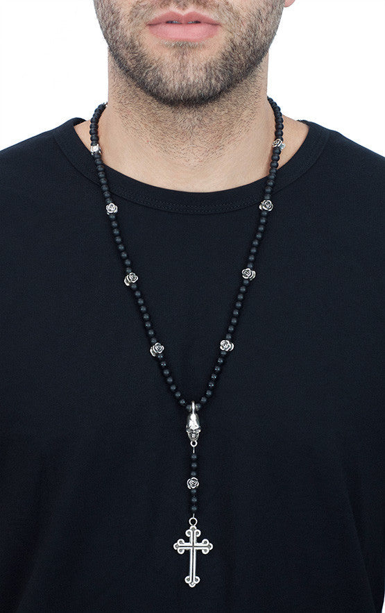 Black Onyx store Rosary Chain Cross