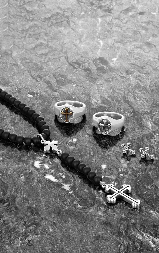 king baby onyx rosary with mb cross and traditional cross