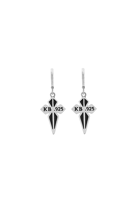 King Baby Pointed MB Cross Leverback Earrings