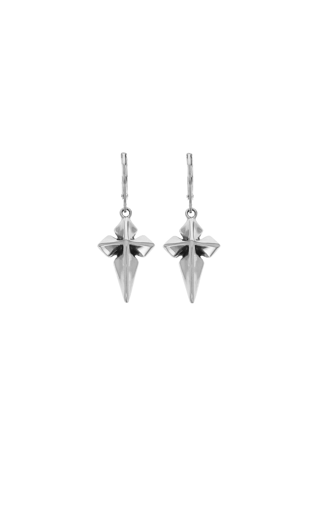 King Baby Pointed MB Cross Leverback Earrings