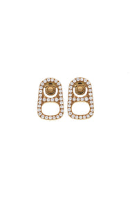 18K Gold Pop Top Stud Earrings with Pave Diamonds