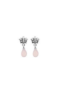 king baby womens crowned heart earrings with rose quartz tear drop