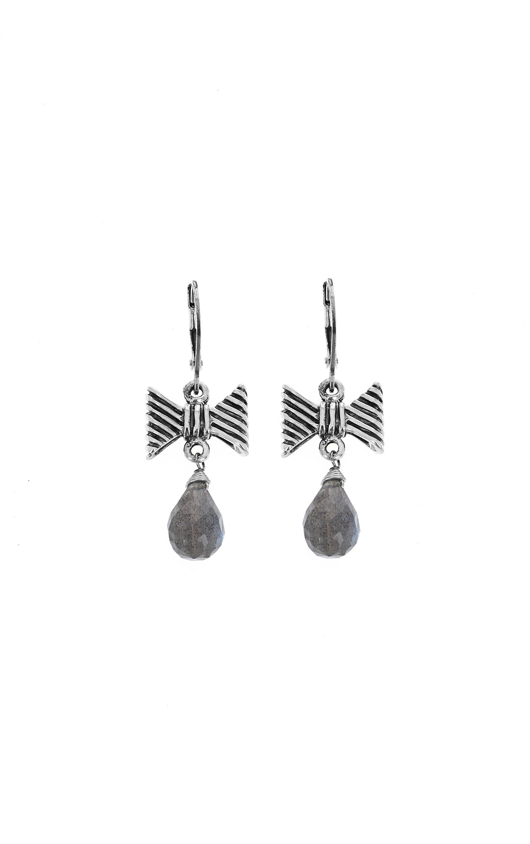 king baby womens leverback bow earrings with labradorite tear drop