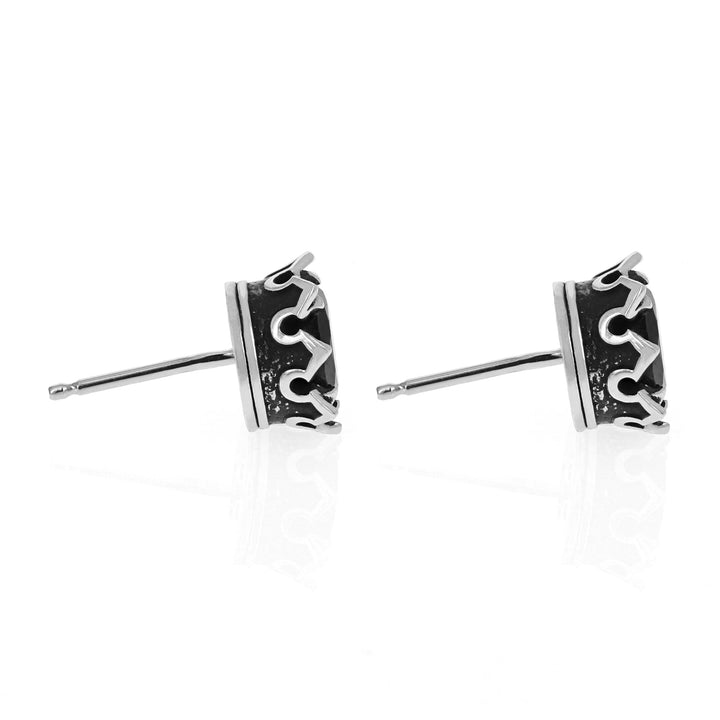 Crowned Garnet Stud Earrings