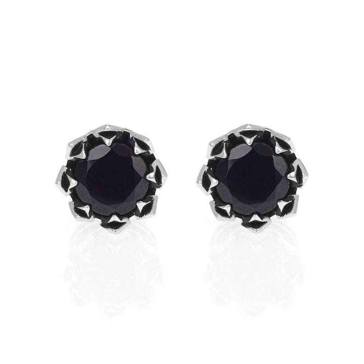 Crowned Garnet Stud Earrings