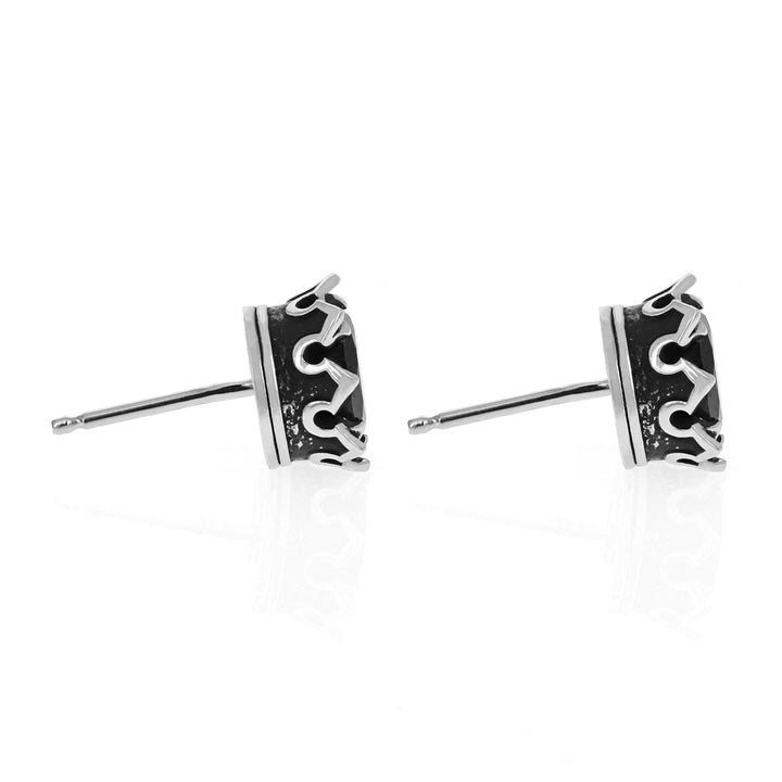 Crowned Onyx Stud Earrings