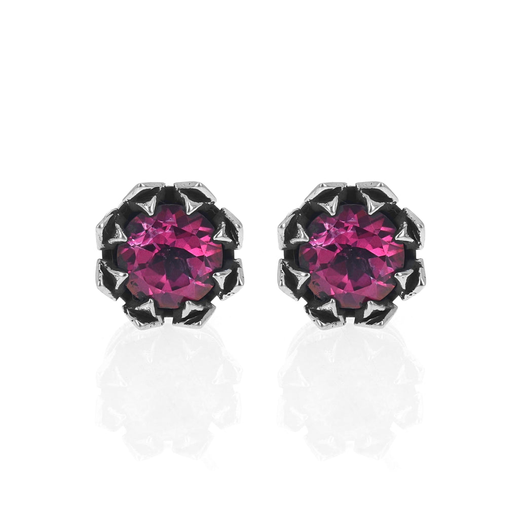 Crowned Pink Topaz Stud Earrings