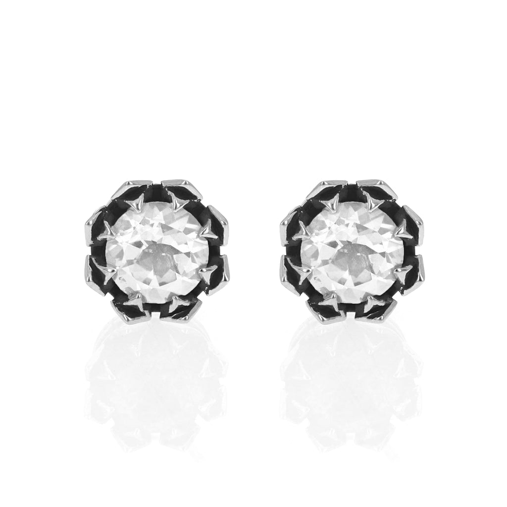 Crowned White CZ Earrings