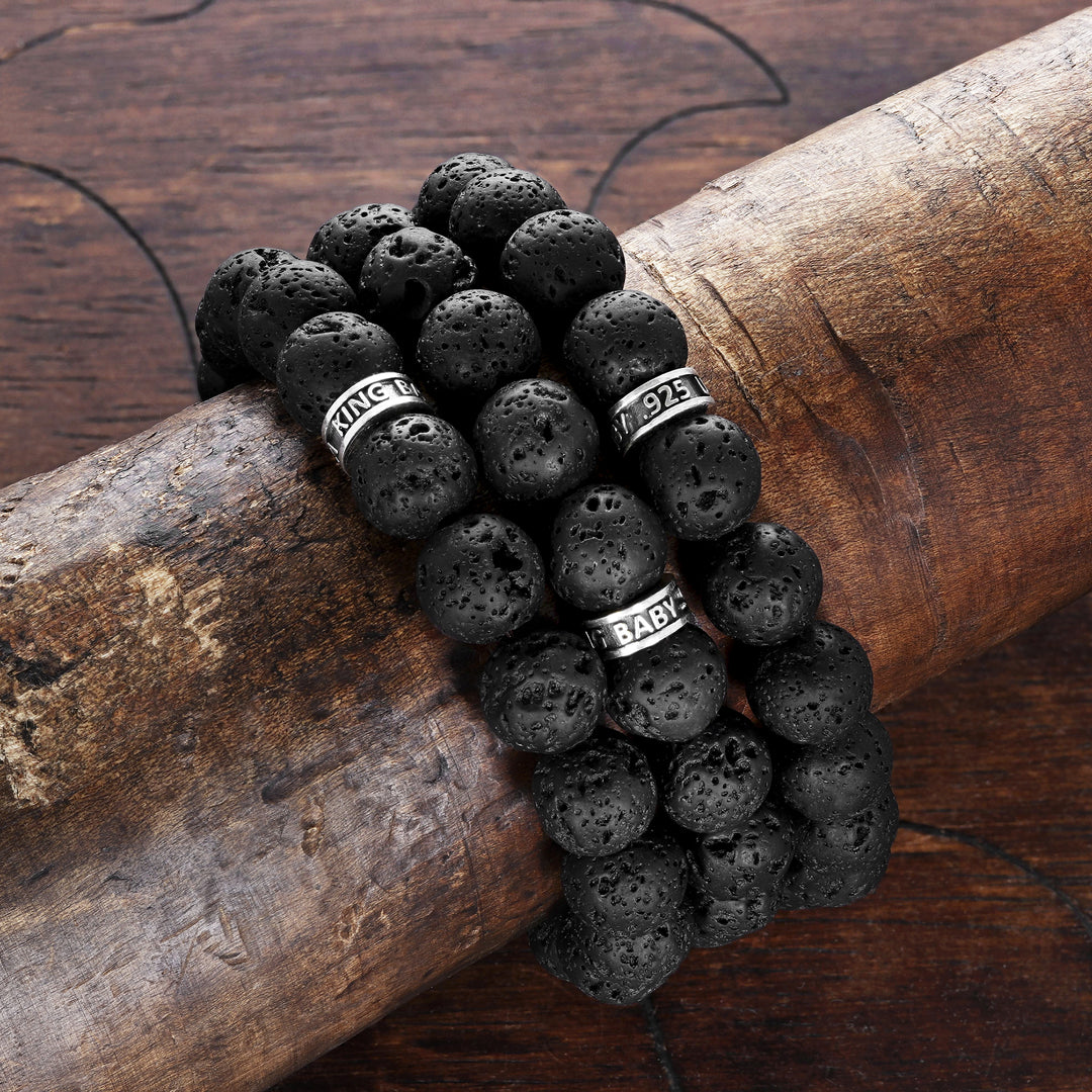 12mm Lava Rock Bead Bracelet w/ Logo Ring